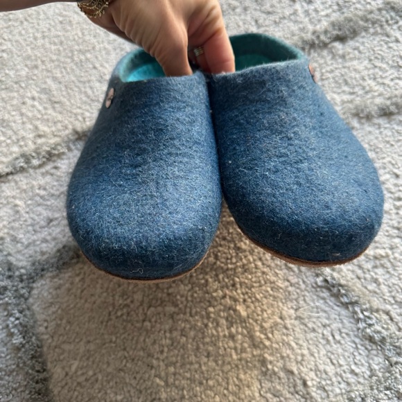 WoolFit wool felt handmade clogs slippers slip on blue German 39 / 9 - Picture 5 of 13
